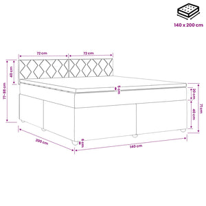 Κρεβάτι box spring με στρώμα Ροζ 140 x 200 cm Βελούδο - Pakobazaar
