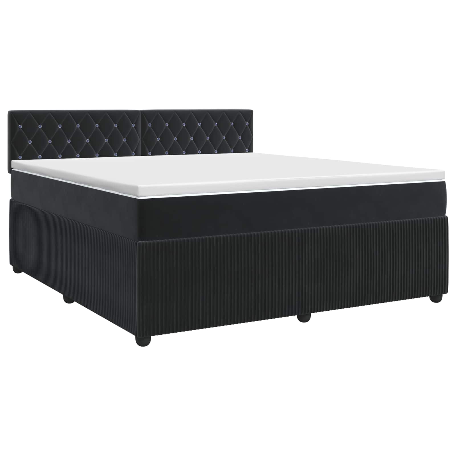 Κρεβάτι box spring με στρώμα Μαύρο 160 x 200 cm Βελούδο