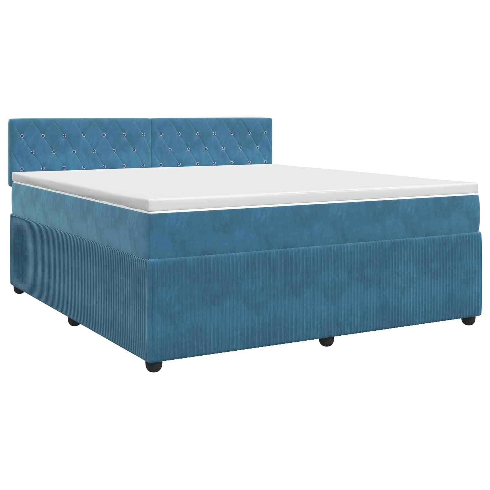 Κρεβάτι box spring με στρώμα Σκούρο Μπλε 160 x 200 cm Βελούδο - Pakobazaar