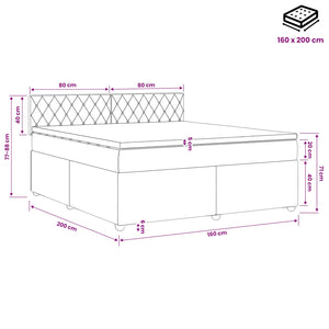 Κρεβάτι box spring με στρώμα Σκούρο Μπλε 160 x 200 cm Βελούδο - Pakobazaar