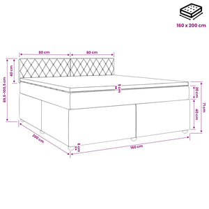 Κρεβάτι box spring με στρώμα Ροζ 160 x 200 cm Βελούδο - Pakobazaar