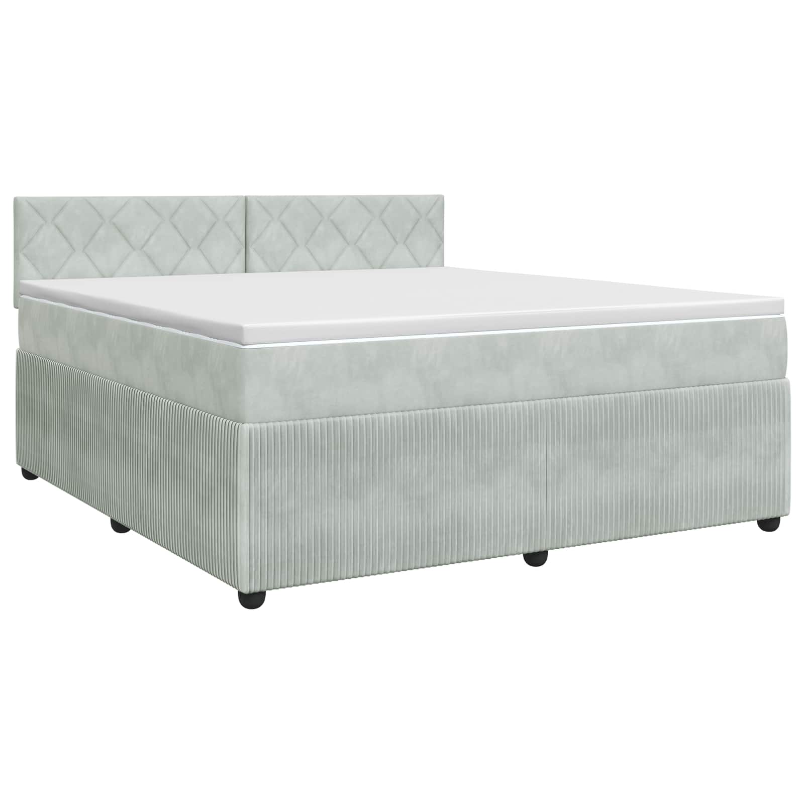 Κρεβάτι box spring με στρώμα Ανοιχτό γκρι 160 x 200 cm Βελούδο - Pakobazaar
