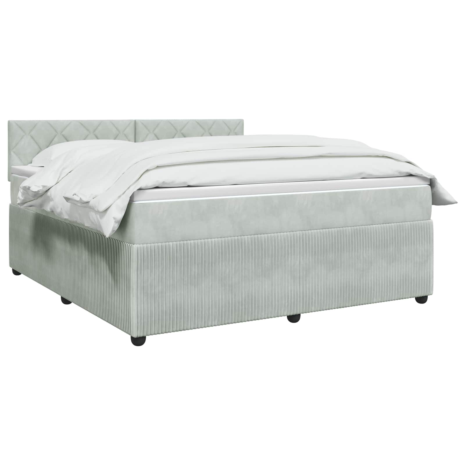 Κρεβάτι box spring με στρώμα Ανοιχτό γκρι 160 x 200 cm Βελούδο - Pakobazaar