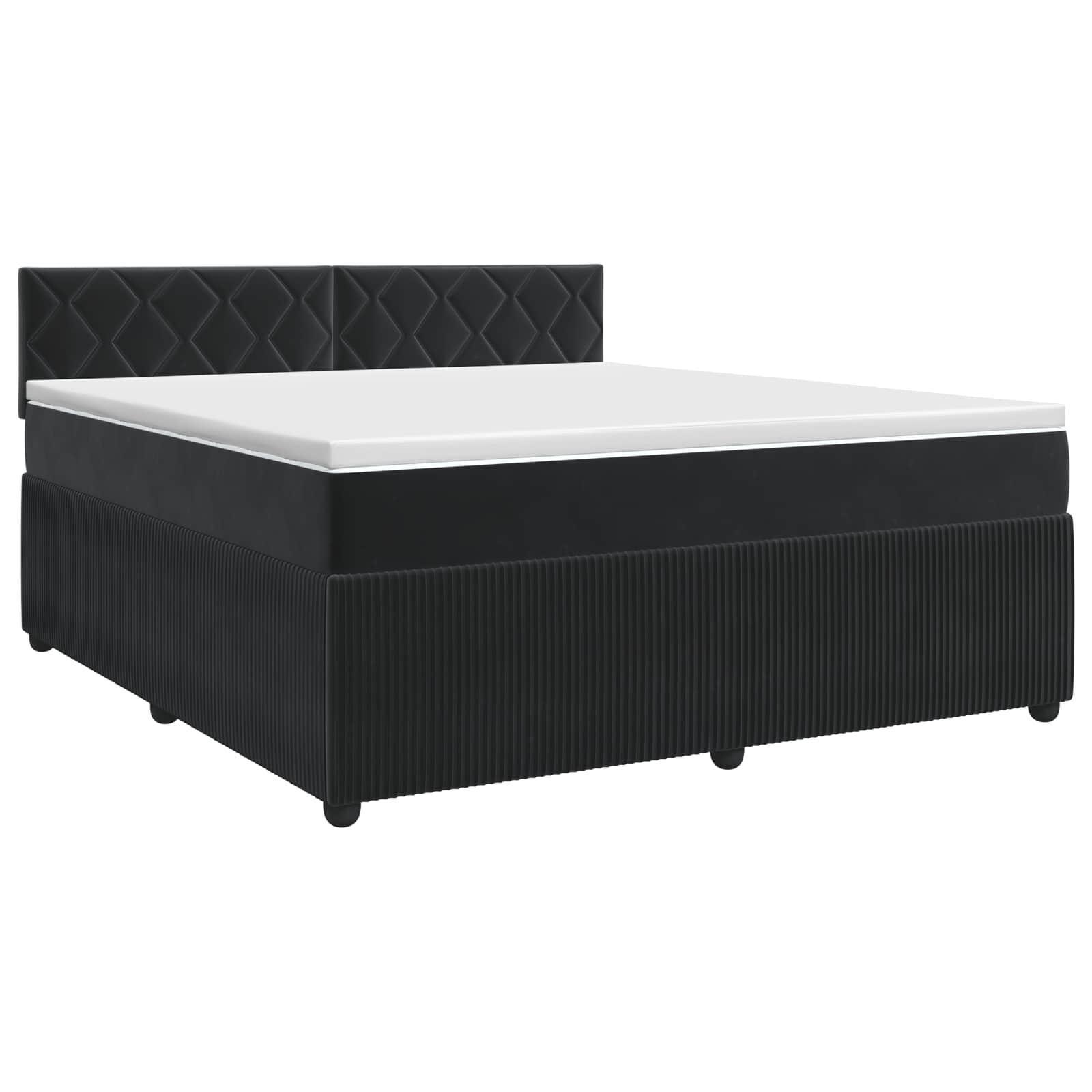 Κρεβάτι box spring με στρώμα Μαύρο 160 x 200 cm Βελούδο - Pakobazaar