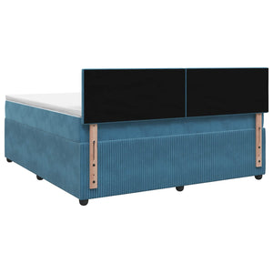 Κρεβάτι box spring με στρώμα Σκούρο Μπλε 160 x 200 cm Βελούδο - Pakobazaar