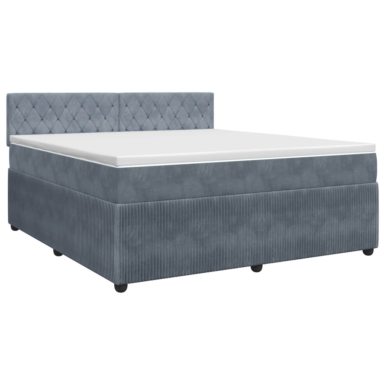 Κρεβάτι box spring με στρώμα Σκούρο Γκρι 180 x 200 cm Βελούδο - Pakobazaar