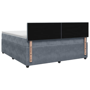 Κρεβάτι box spring με στρώμα Σκούρο Γκρι 180 x 200 cm Βελούδο - Pakobazaar