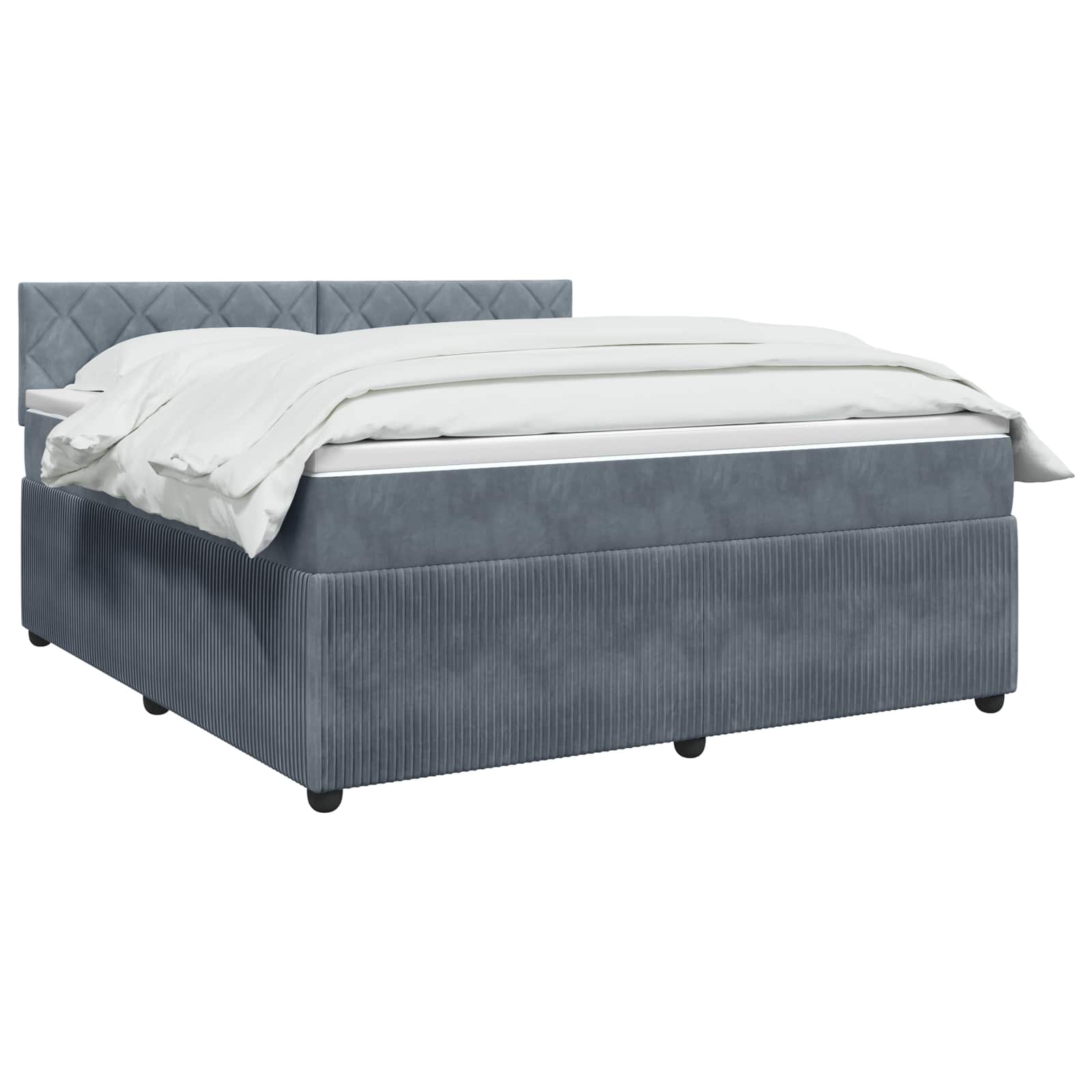 Κρεβάτι box spring με στρώμα Σκούρο Γκρι 180 x 200 cm Βελούδο - Pakobazaar