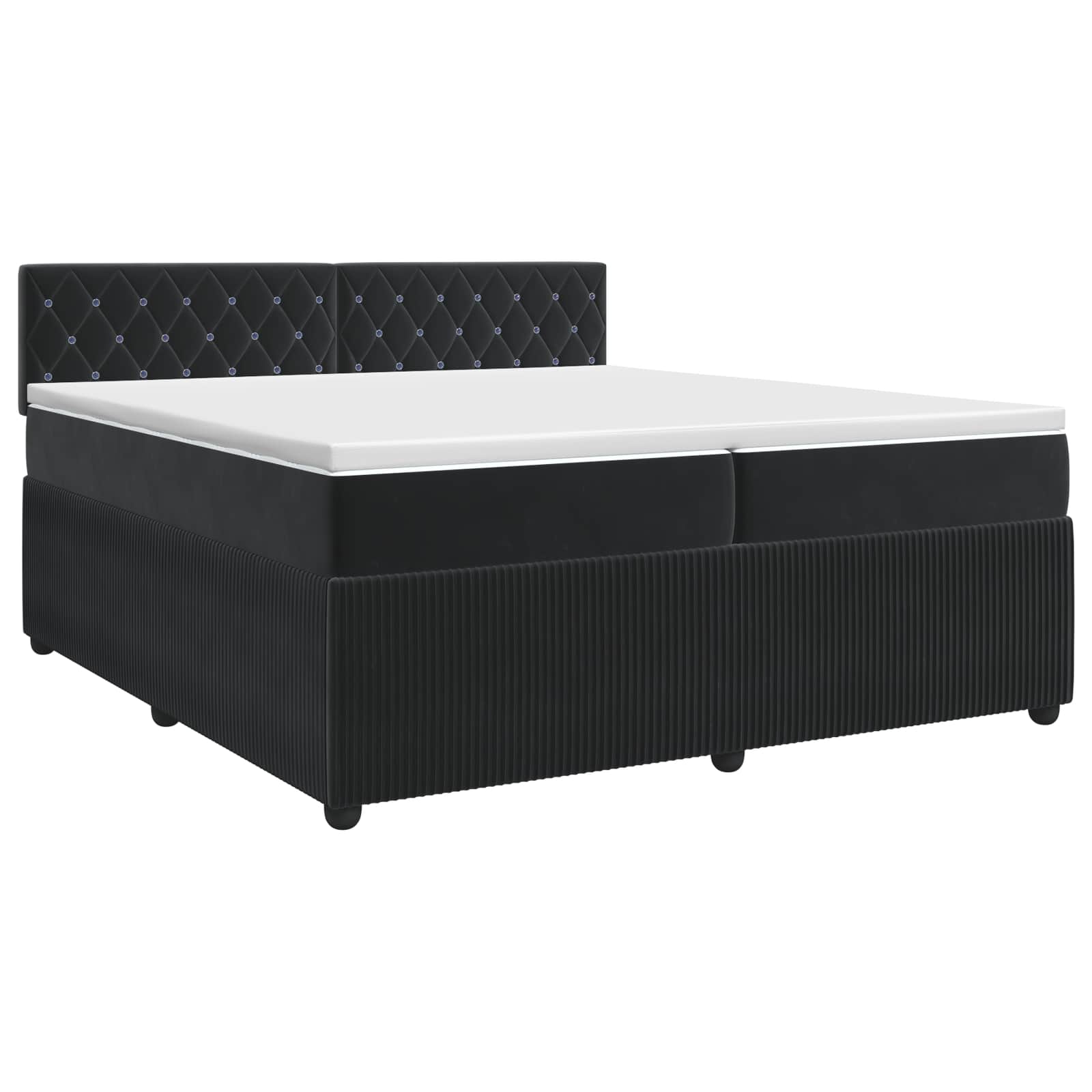 Κρεβάτι box spring με στρώμα Μαύρο 200 x 200 cm Βελούδο - Pakobazaar
