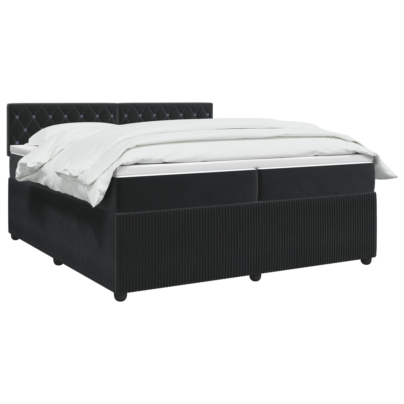 Κρεβάτι box spring με στρώμα Μαύρο 200 x 200 cm Βελούδο - Pakobazaar