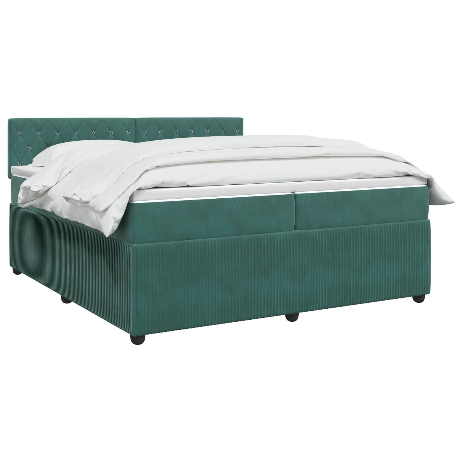 Κρεβάτι box spring με στρώμα Σκούρο Πράσινο 200 x 200 cm - Pakobazaar