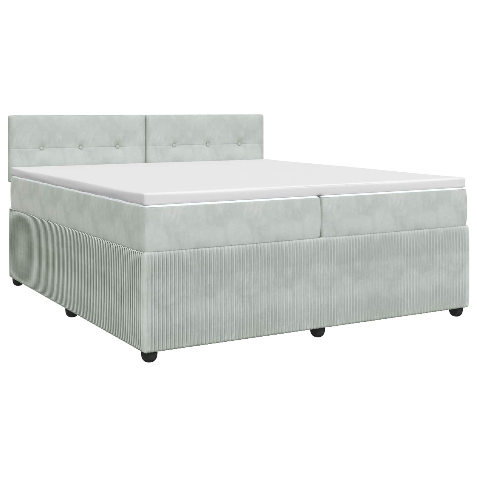 Κρεβάτι box spring με στρώμα Ανοιχτό γκρι 200 x 200 cm Βελούδο - Pakobazaar