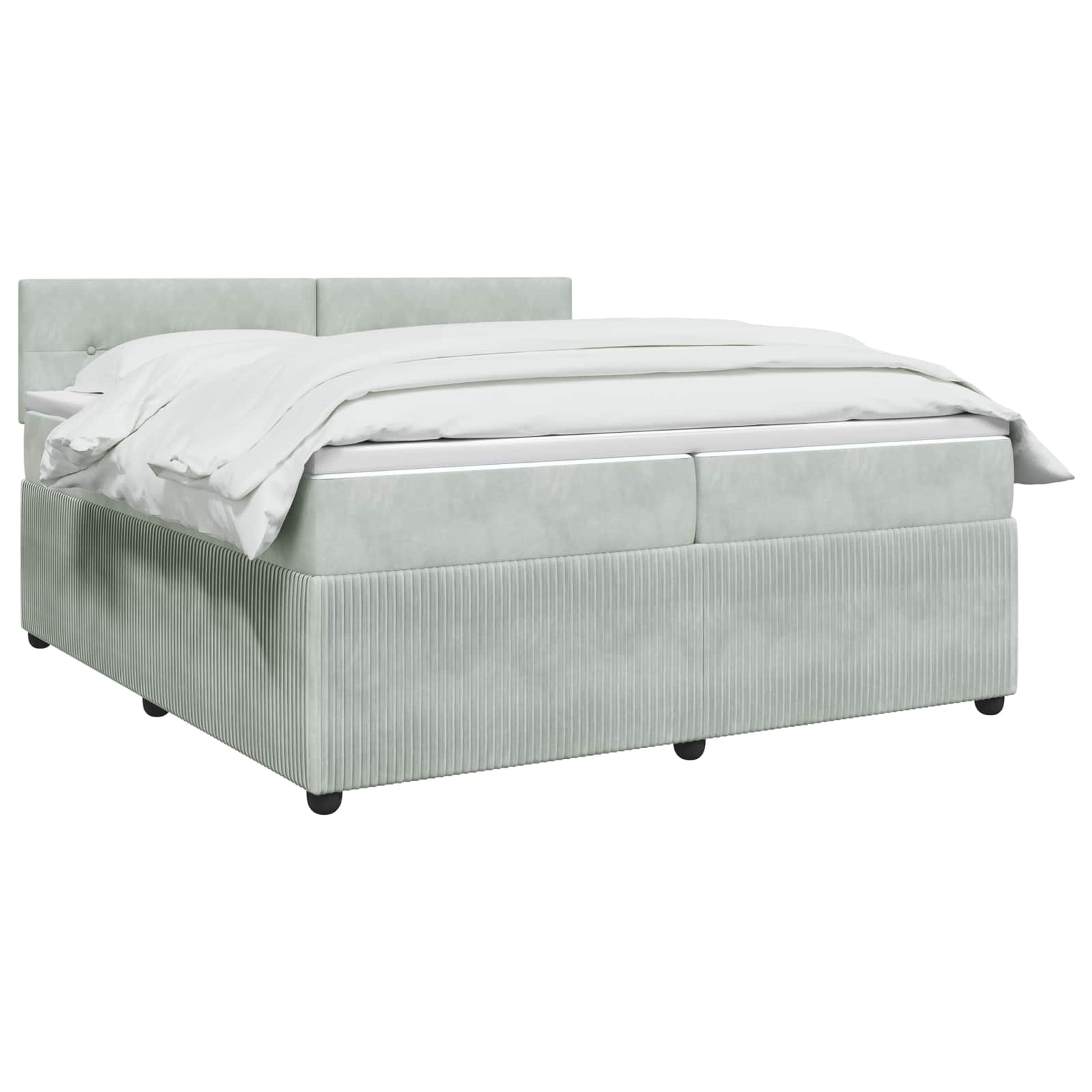 Κρεβάτι box spring με στρώμα Ανοιχτό γκρι 200 x 200 cm Βελούδο - Pakobazaar
