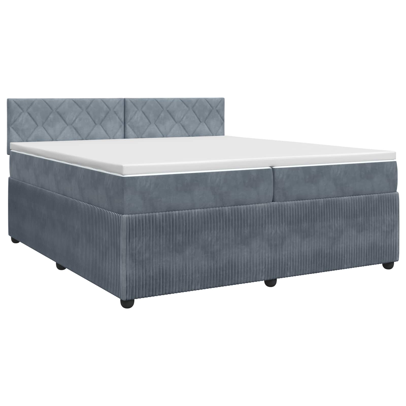 Κρεβάτι box spring με στρώμα Σκούρο Γκρι 200 x 200 cm Βελούδο