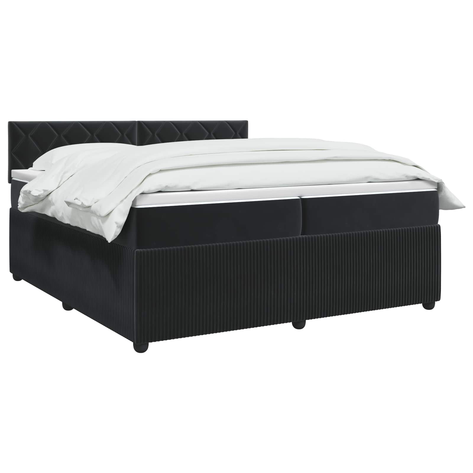 Κρεβάτι box spring με στρώμα Μαύρο 200 x 200 cm Βελούδο - Pakobazaar