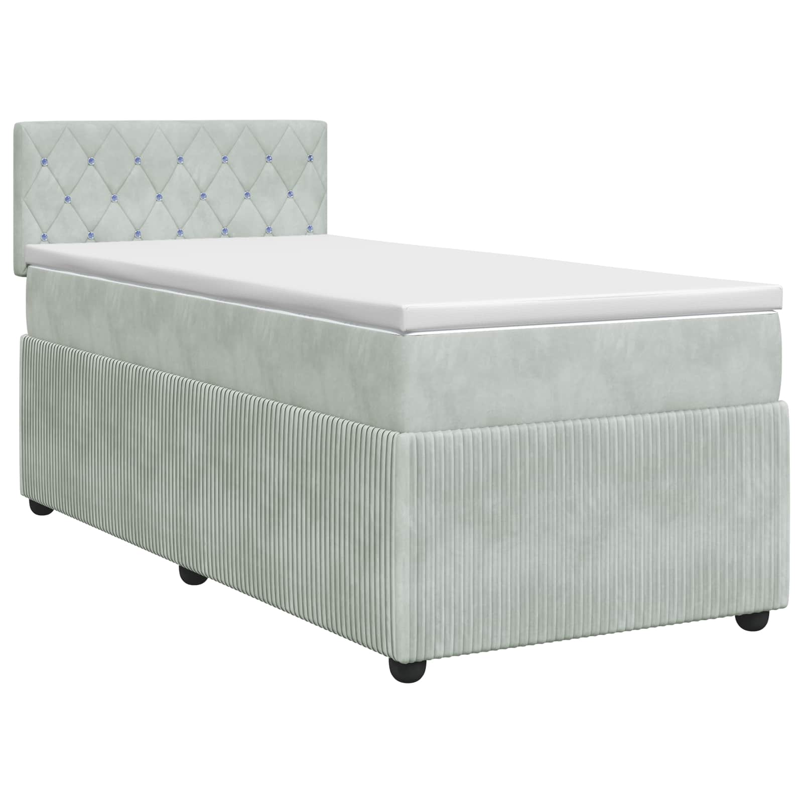 Κρεβάτι box spring με στρώμα Ανοιχτό γκρι 90 x 190 cm Βελούδο - Pakobazaar