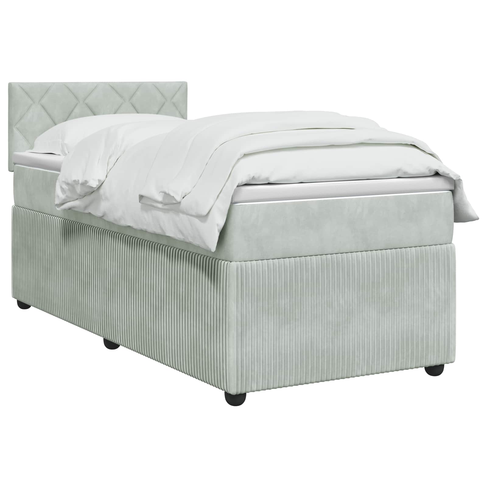 Κρεβάτι box spring με στρώμα Ανοιχτό γκρι 90 x 190 cm Βελούδο