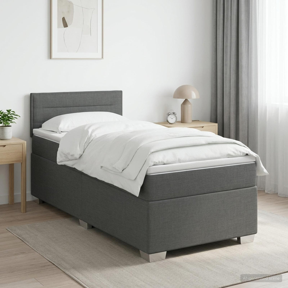 Κρεβάτι Box Spring με Στρώμα και LED Σκούρο Γκρι 90 x 200 cm - Pakobazaar