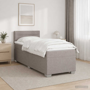 Κρεβάτι Box Spring με Στρώμα και LED Taupe 100 x 200 cm Ύφασμα - Pakobazaar