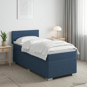 Κρεβάτι Box Spring με Στρώμα και LED Κρεμ 90 x 190 cm Ύφασμα - Pakobazaar