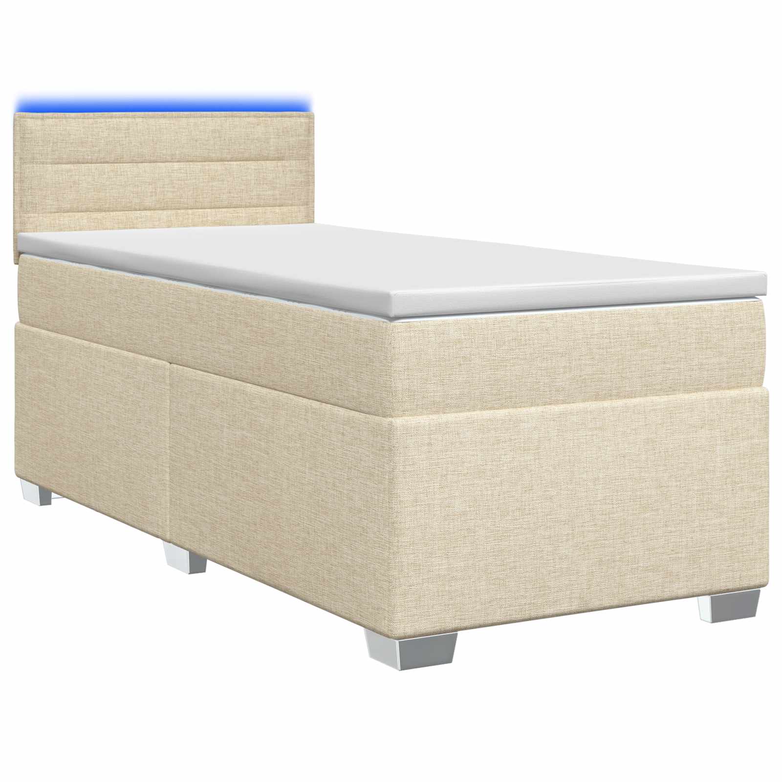 Κρεβάτι Box Spring με Στρώμα και LED Κρεμ 80 x 200 cm Ύφασμα