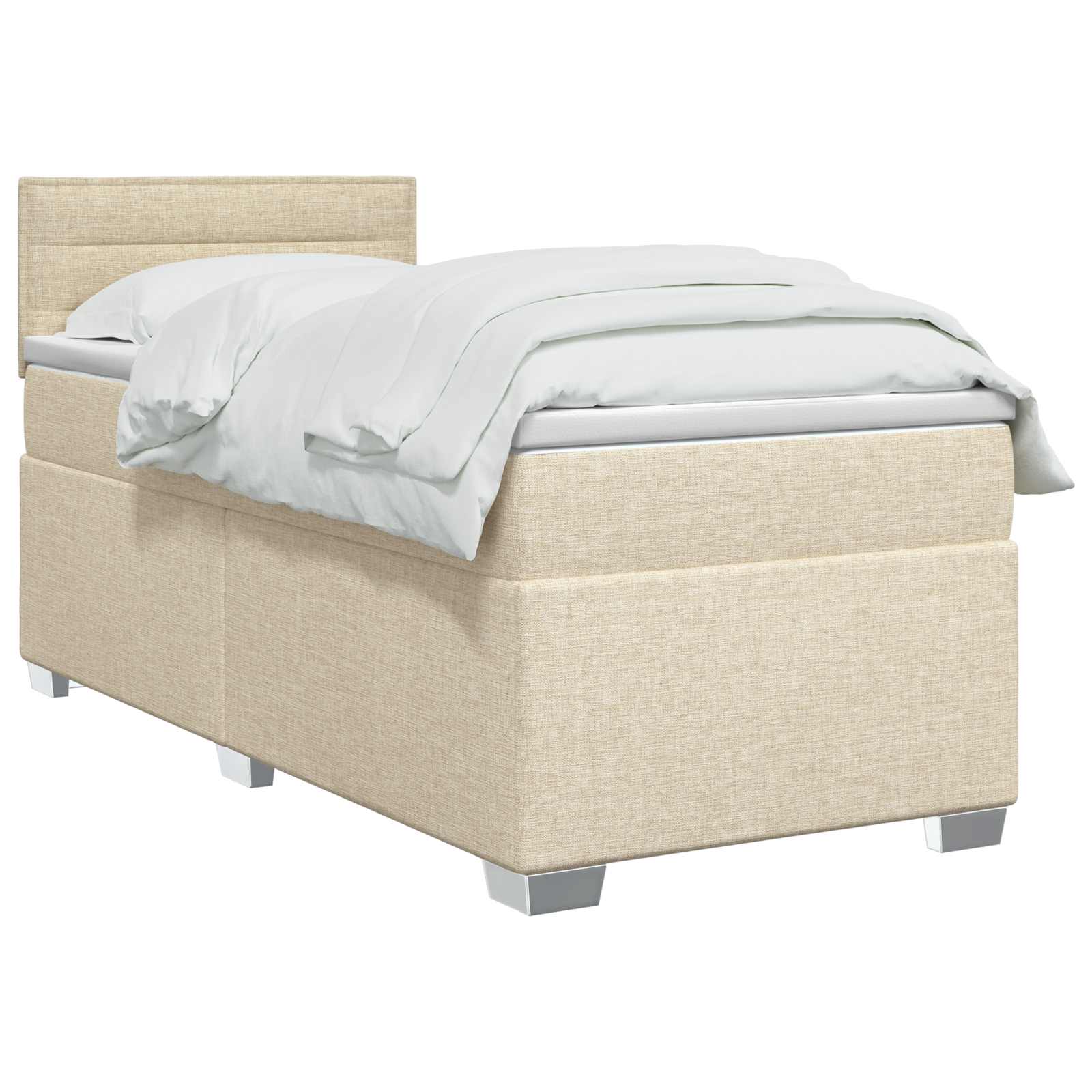 Κρεβάτι Box Spring με Στρώμα και LED Κρεμ 80 x 200 cm Ύφασμα