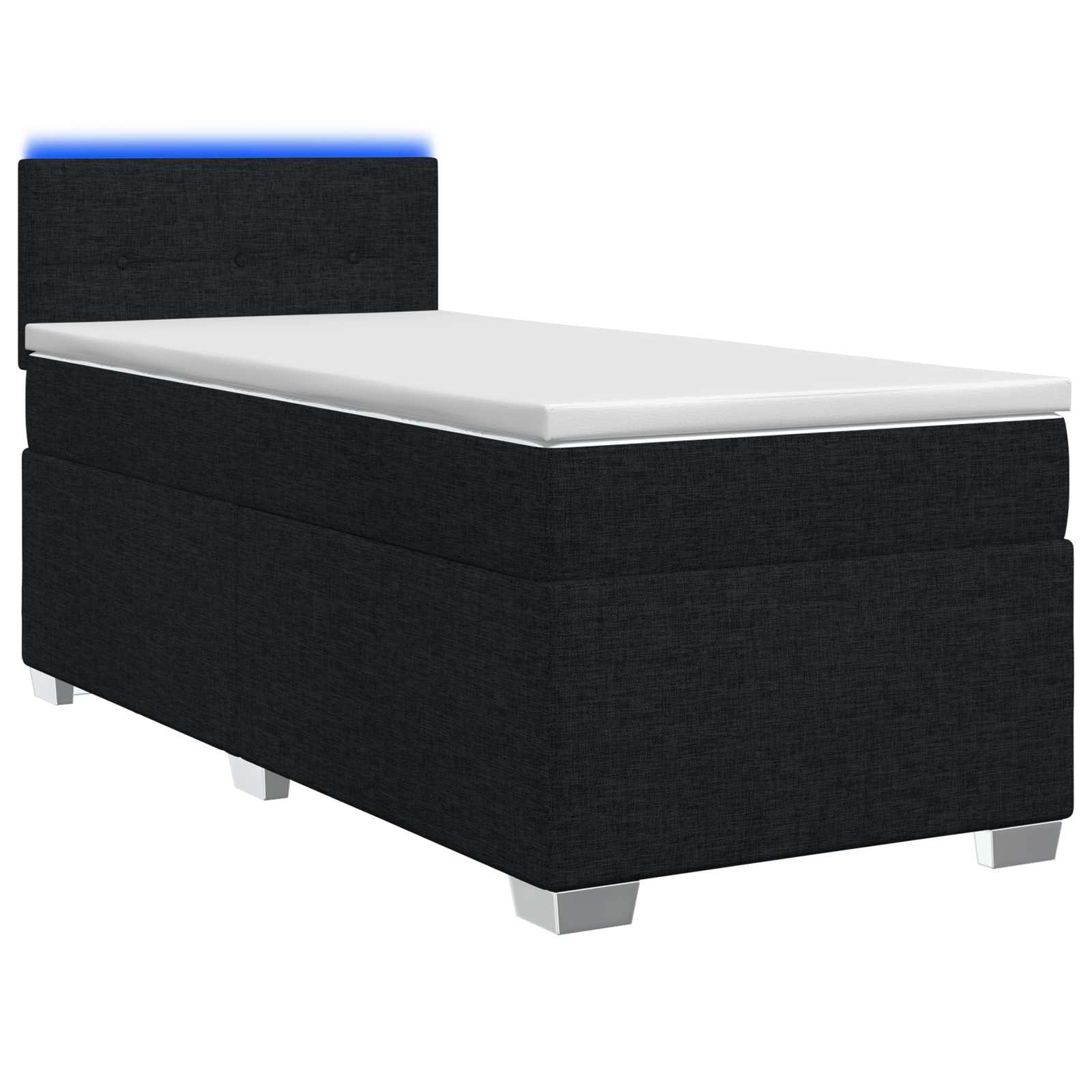 Κρεβάτι Box Spring με Στρώμα και LED Μαύρο 80 x 200 cm Ύφασμα - Pakobazaar