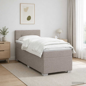 Κρεβάτι Box Spring με Στρώμα και LED Taupe 80 x 200 cm Ύφασμα - Pakobazaar