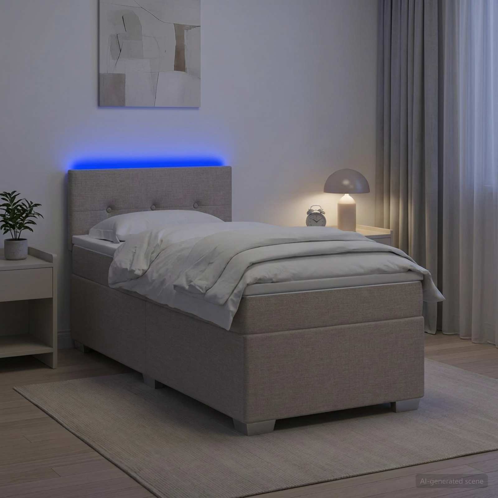 Κρεβάτι Box Spring με Στρώμα και LED Taupe 80 x 200 cm Ύφασμα - Pakobazaar