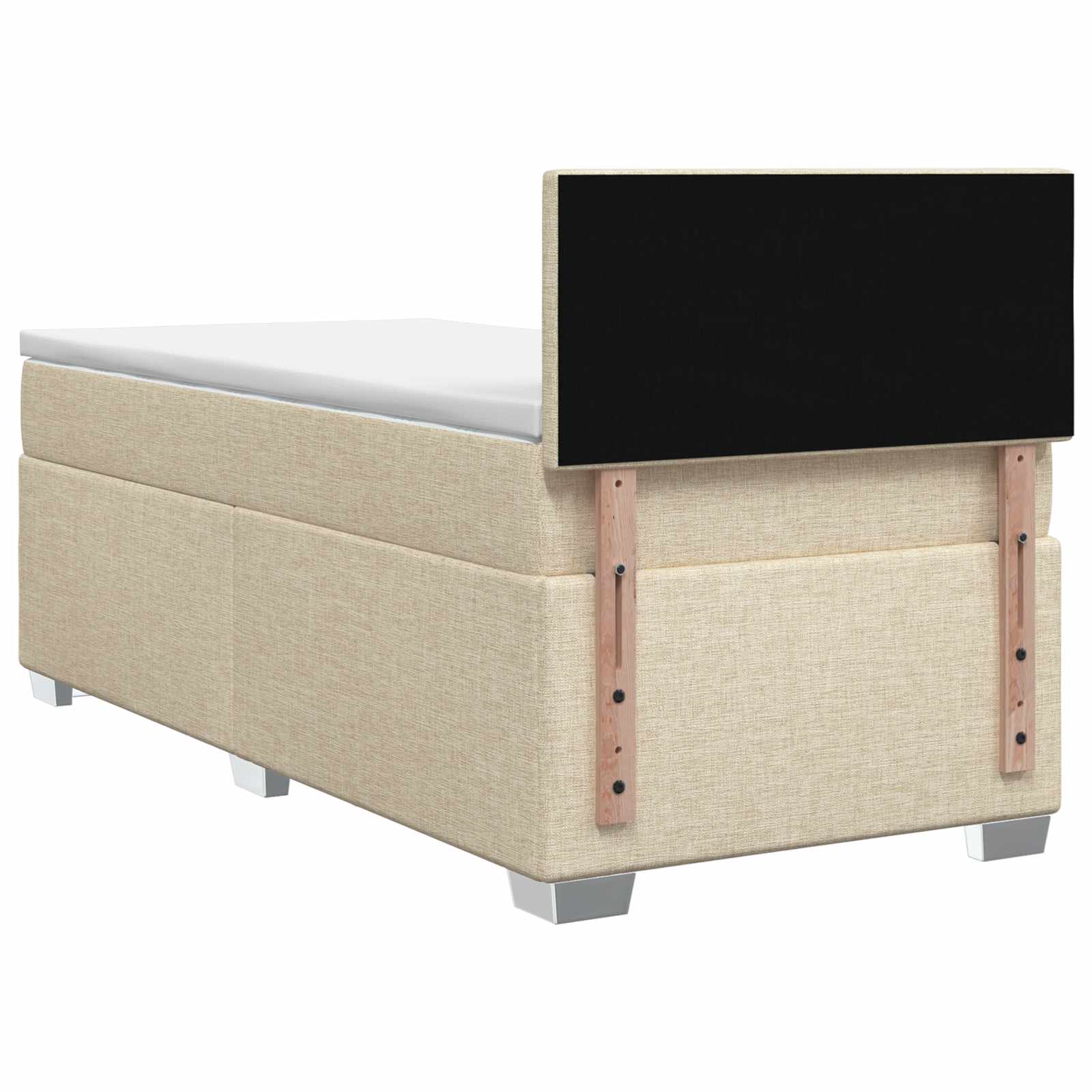 Κρεβάτι Box Spring με Στρώμα και LED Κρεμ 80 x 200 cm Ύφασμα - Pakobazaar