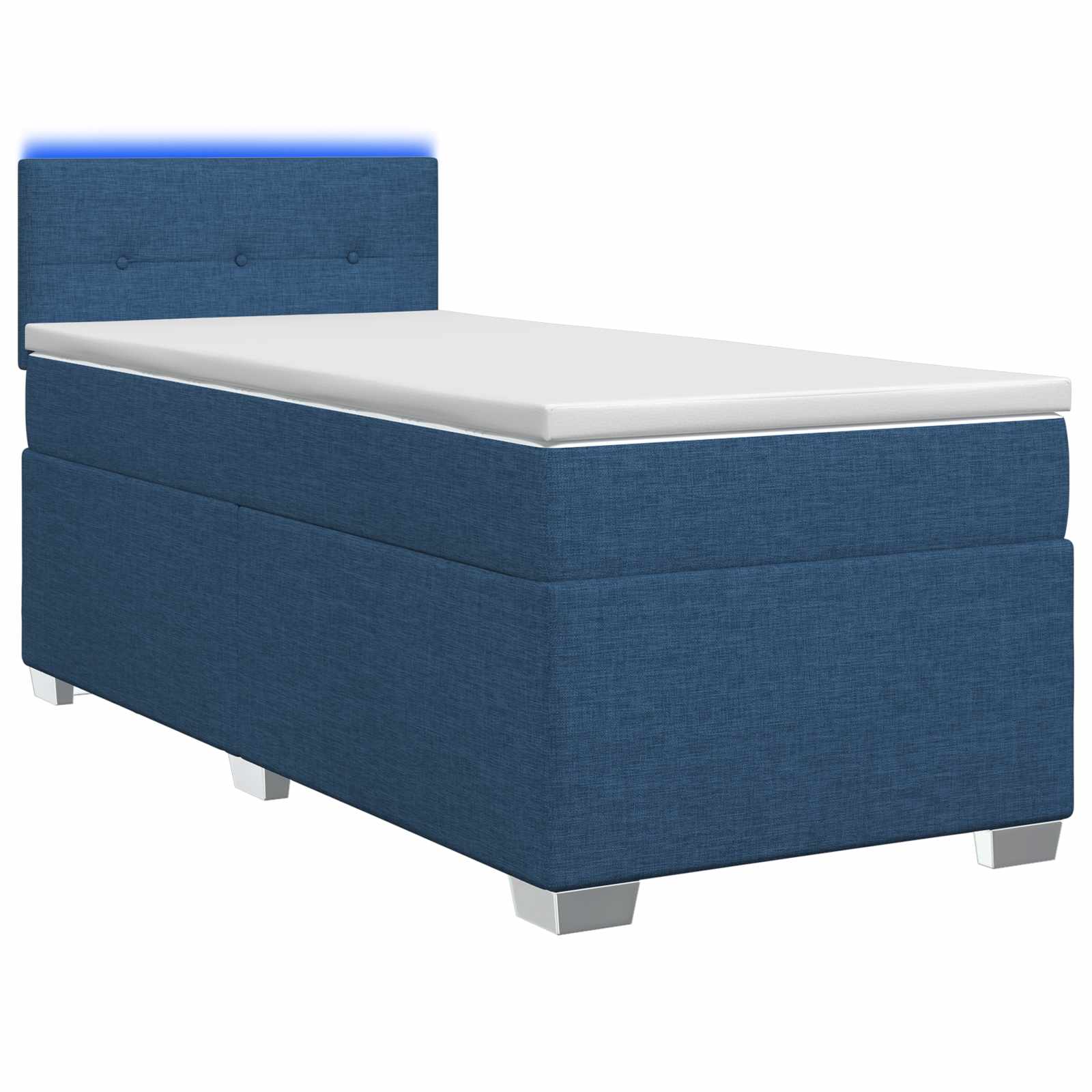 Κρεβάτι Box Spring με Στρώμα και LED Μπλε 80 x 200 cm Ύφασμα - Pakobazaar