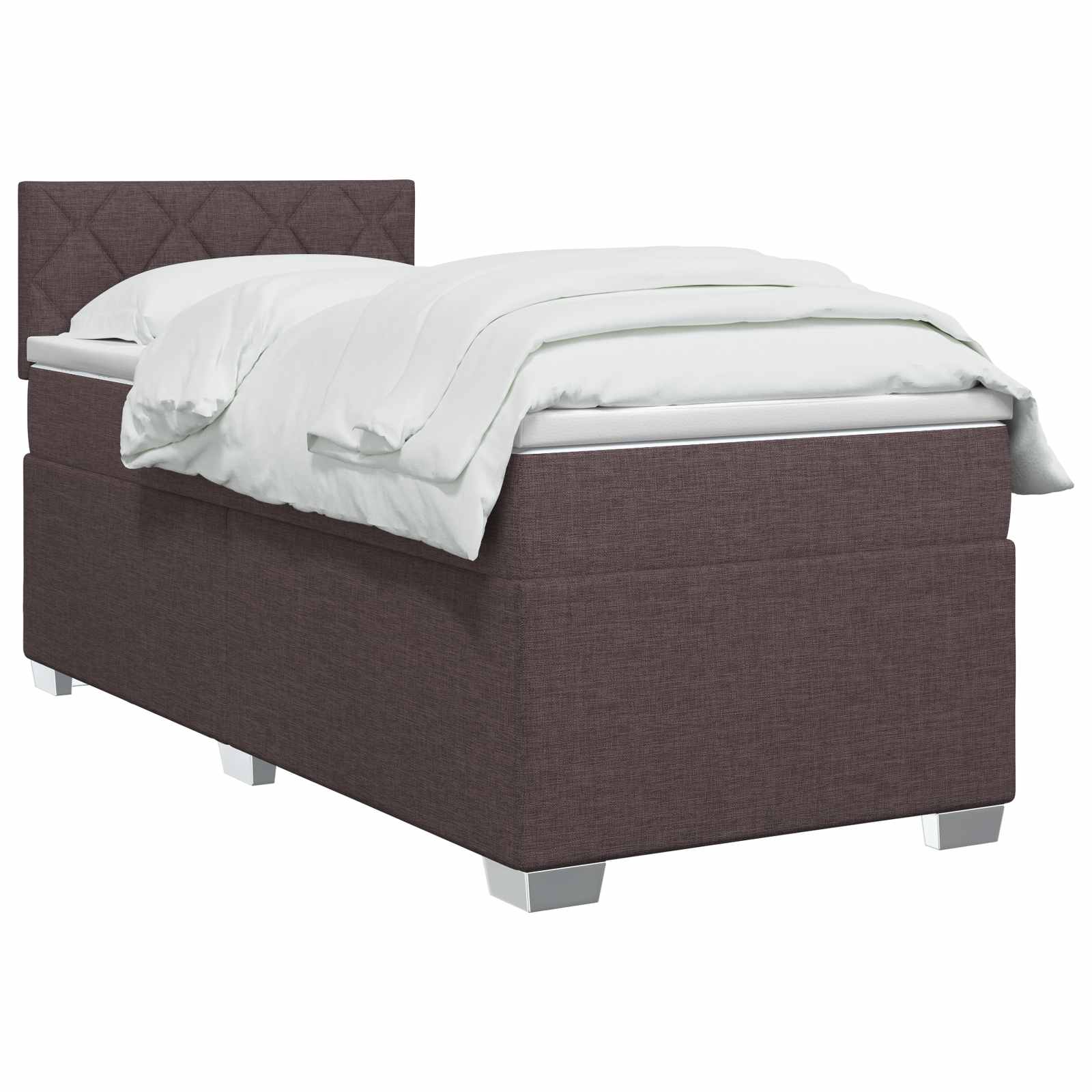 Κρεβάτι Box Spring με Στρώμα και LED Σκούρο Καφέ 80 x 200 cm