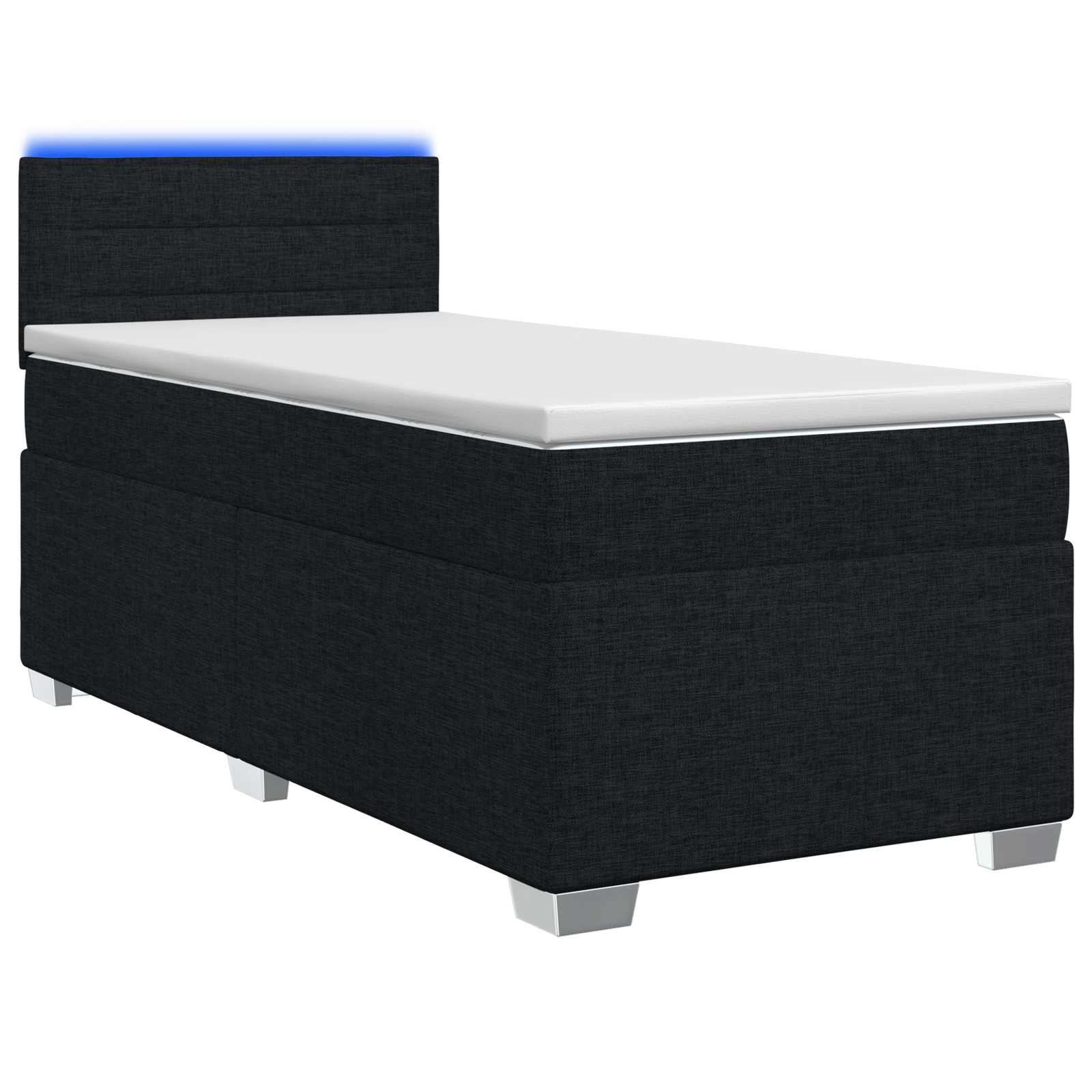 Κρεβάτι Box Spring με Στρώμα και LED Μαύρο 90 x 190 cm Ύφασμα