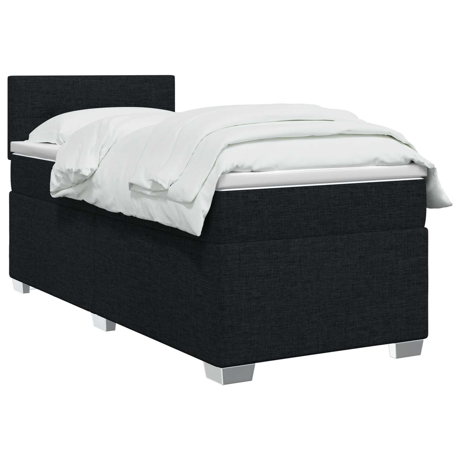 Κρεβάτι Box Spring με Στρώμα και LED Μαύρο 90 x 190 cm Ύφασμα
