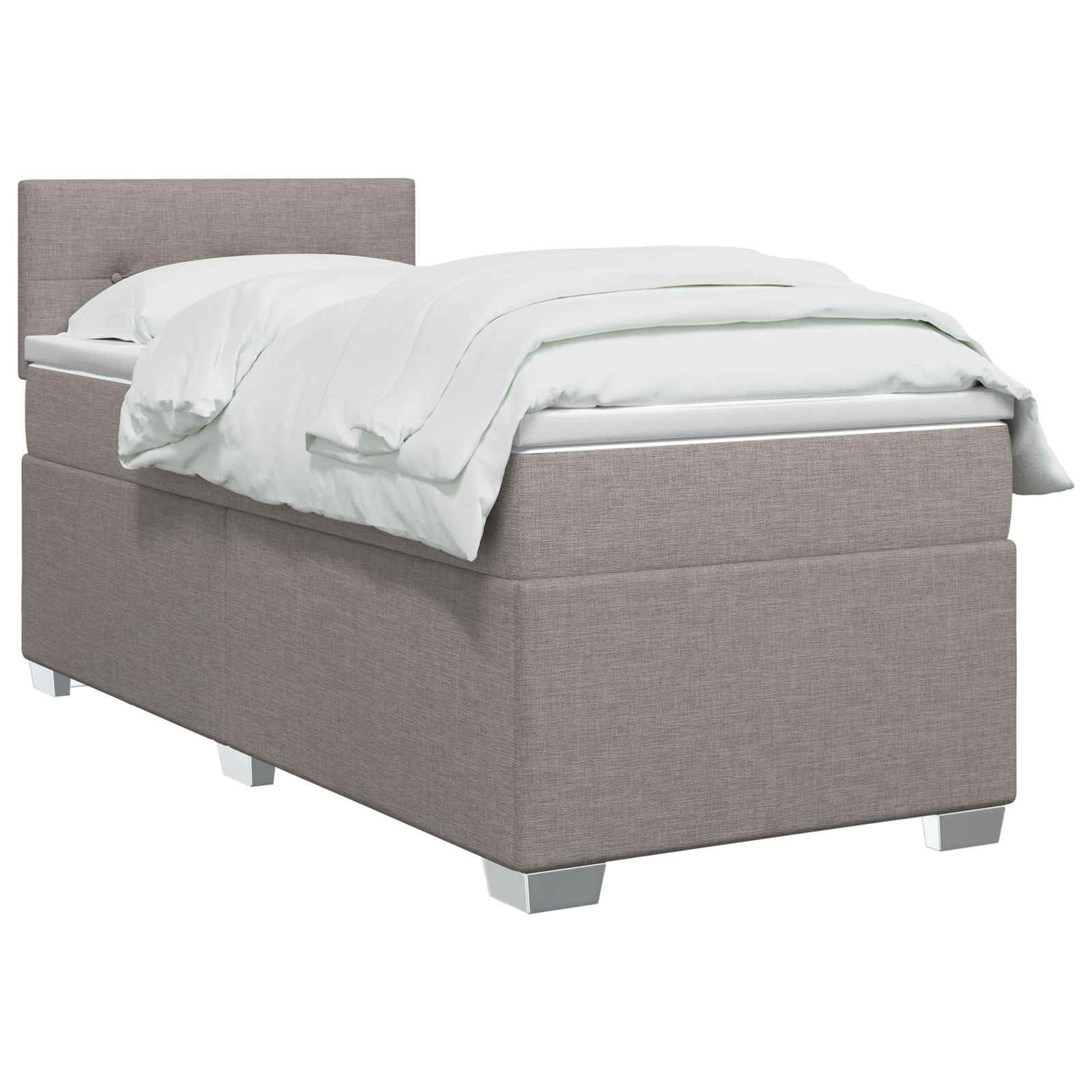 Κρεβάτι Box Spring με Στρώμα και LED Taupe 90 x 190 cm Ύφασμα - Pakobazaar
