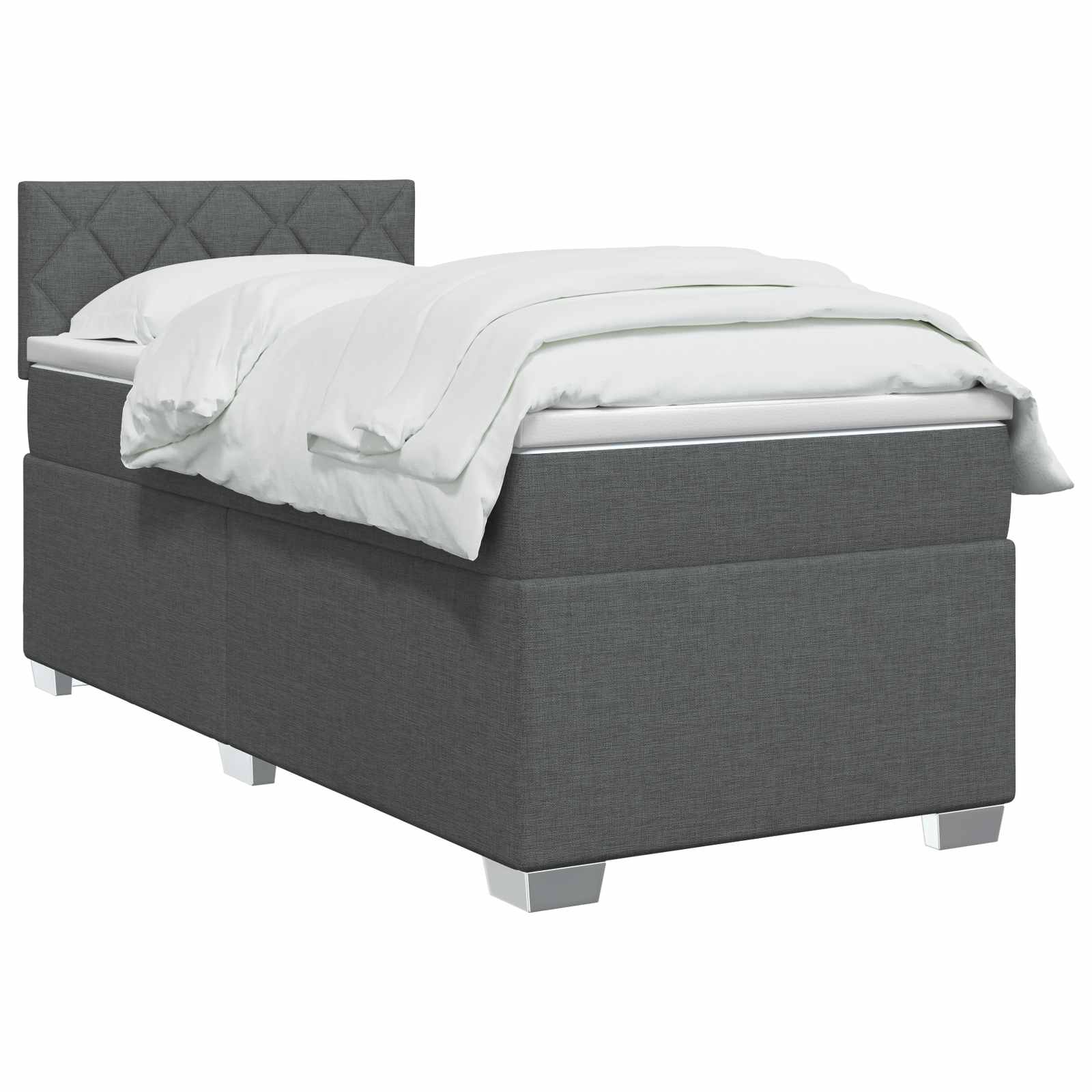 Κρεβάτι Box Spring με Στρώμα και LED Σκούρο Γκρι 90 x 190 cm