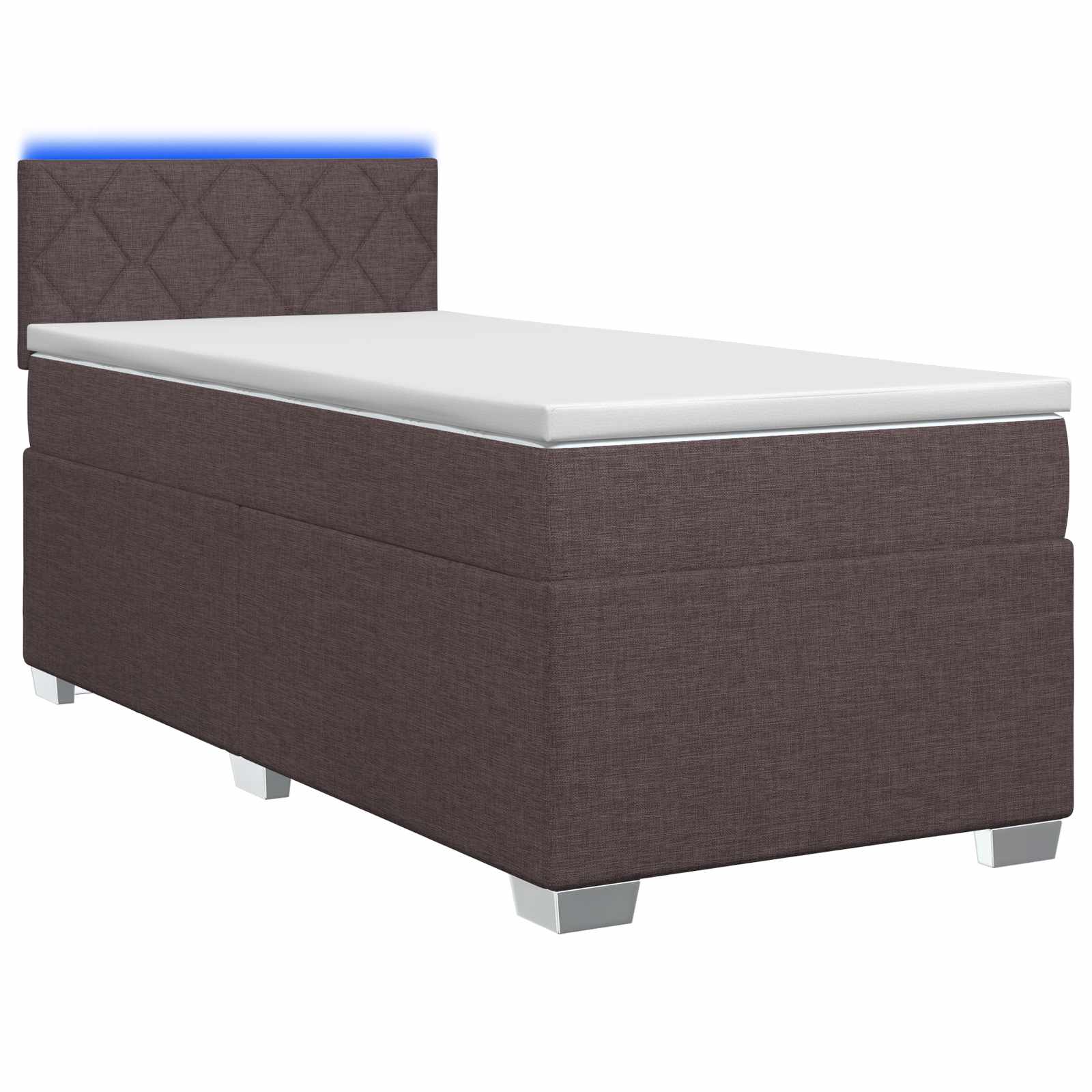 Κρεβάτι Box Spring με Στρώμα και LED Σκούρο Καφέ 90 x 190 cm