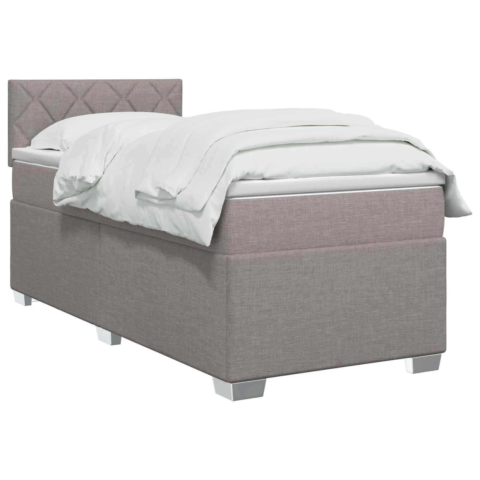 Κρεβάτι Box Spring με Στρώμα και LED Taupe 90 x 190 cm Ύφασμα - Pakobazaar