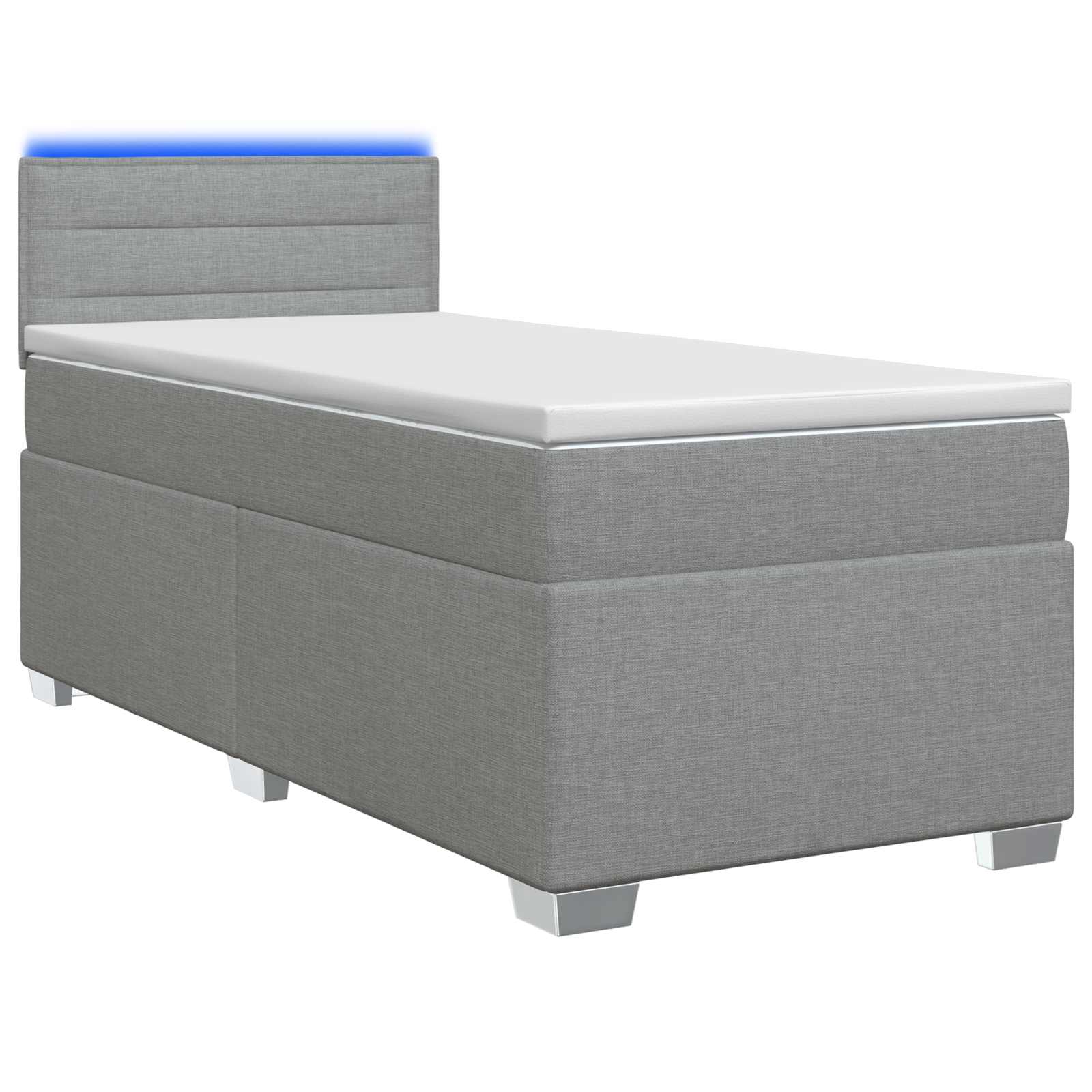 Κρεβάτι Box Spring με Στρώμα και LED Ανοιχτό γκρι 90 x 200 cm