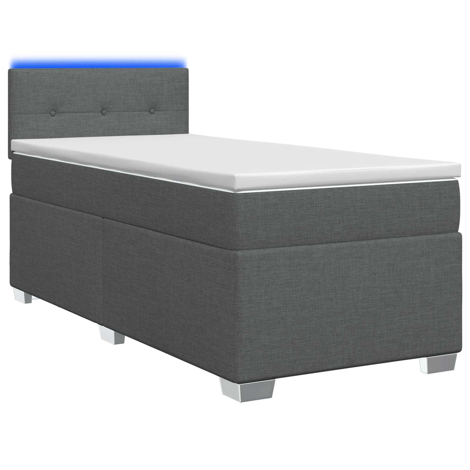Κρεβάτι Box Spring με Στρώμα και LED Σκούρο Γκρι 90 x 200 cm - Pakobazaar