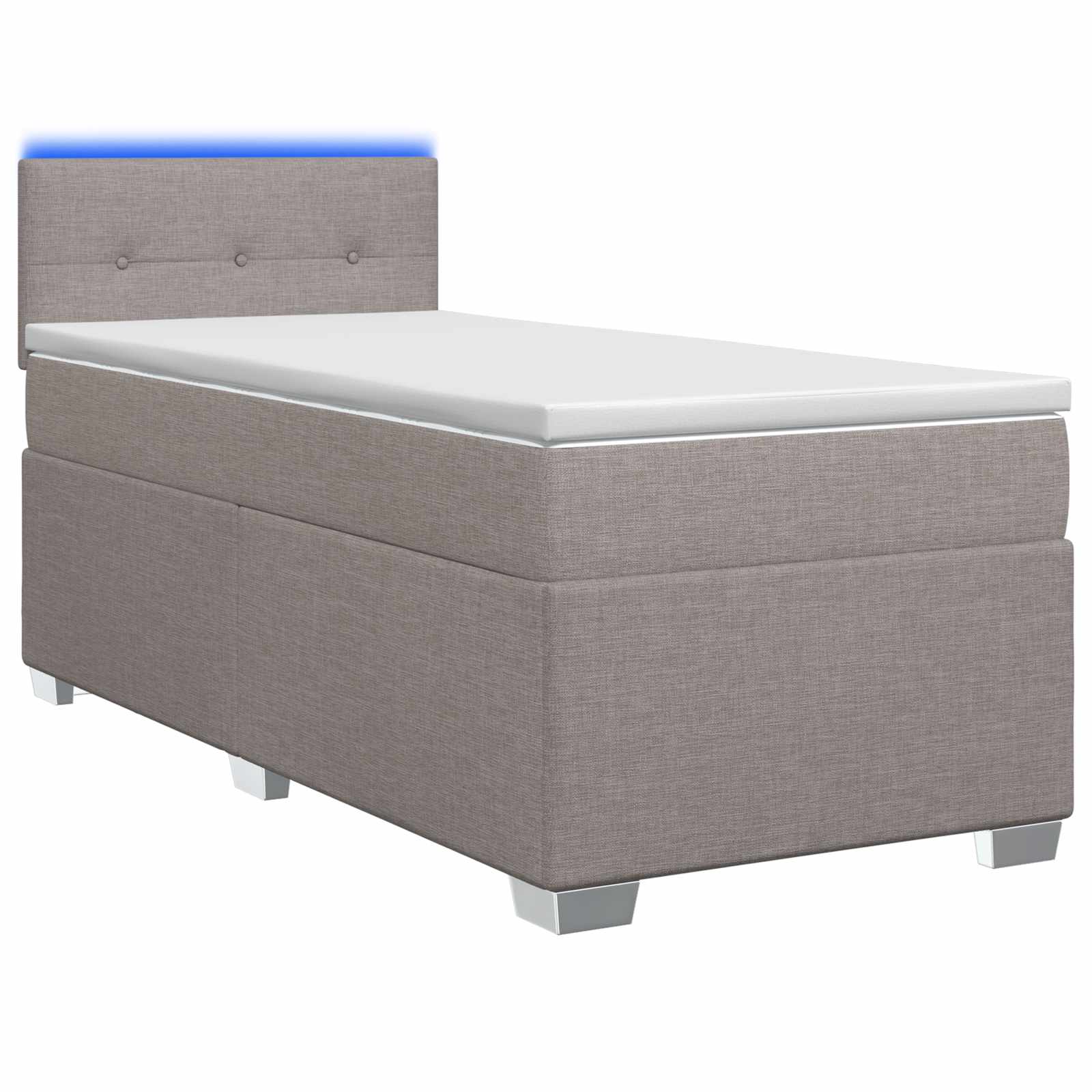 Κρεβάτι Box Spring με Στρώμα και LED Taupe 90 x 200 cm Ύφασμα - Pakobazaar