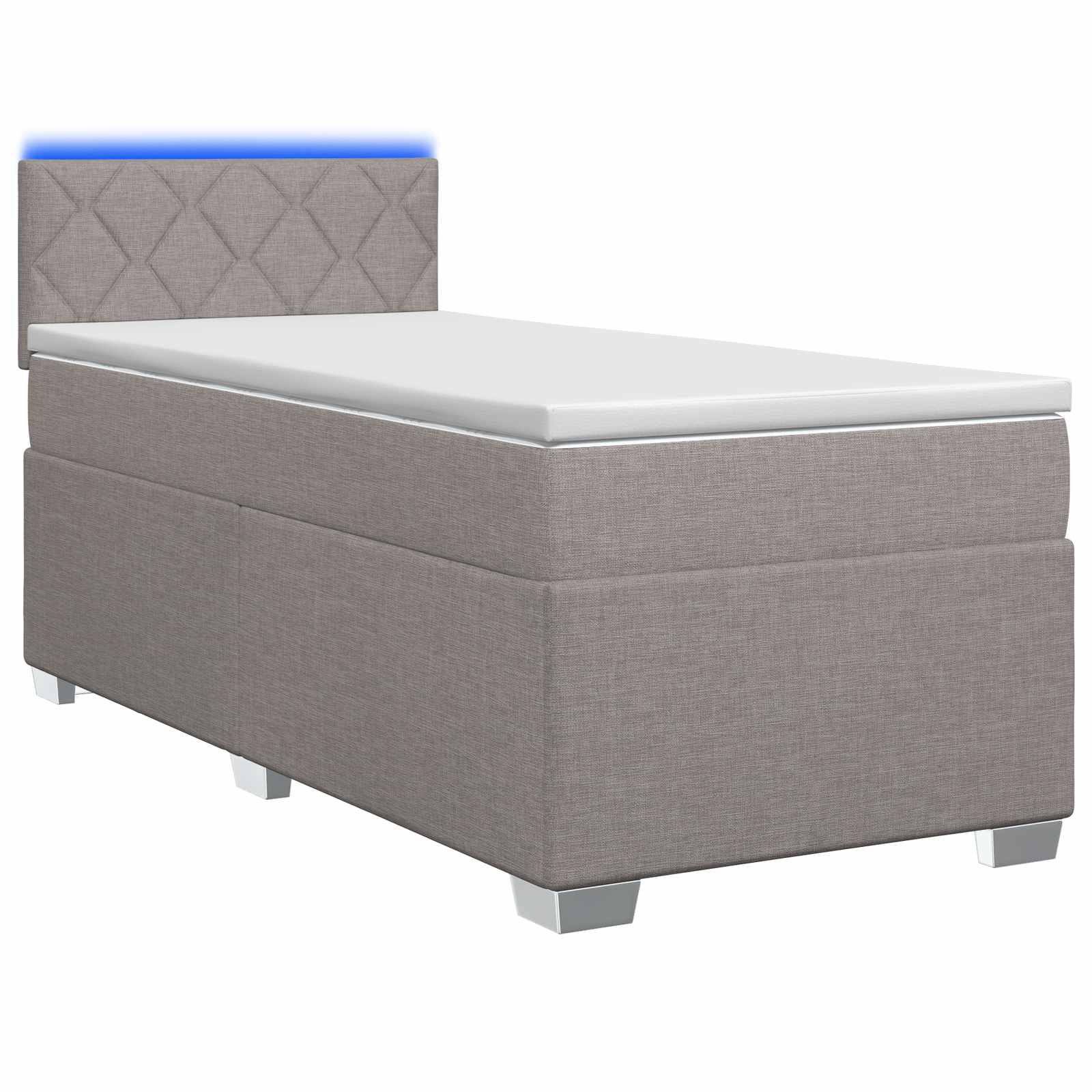 Κρεβάτι Box Spring με Στρώμα και LED Taupe 90 x 200 cm Ύφασμα - Pakobazaar