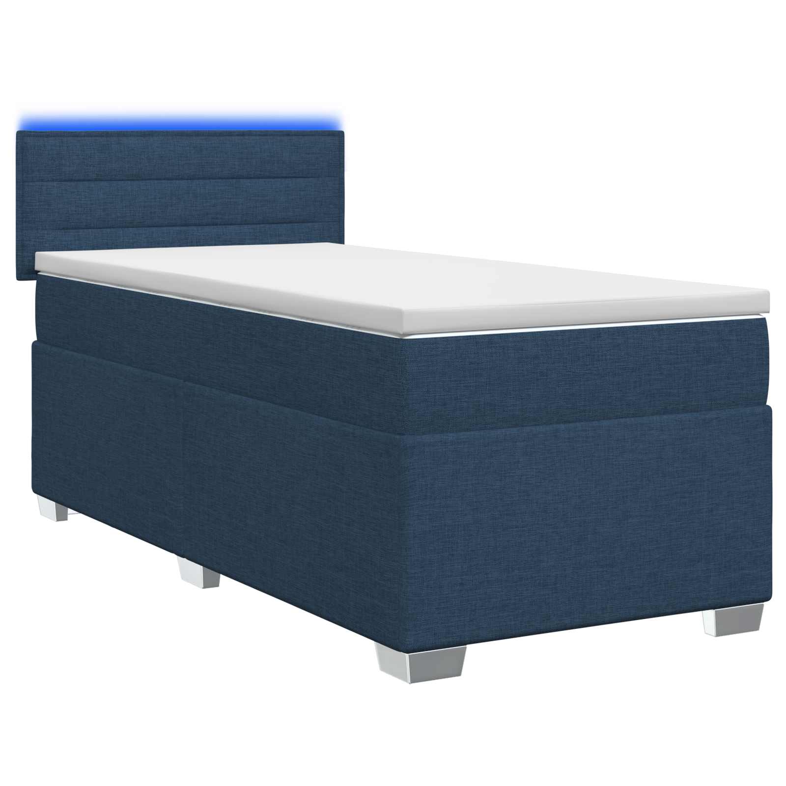 Κρεβάτι Box Spring με Στρώμα και LED Μπλε 100 x 200 cm Ύφασμα - Pakobazaar