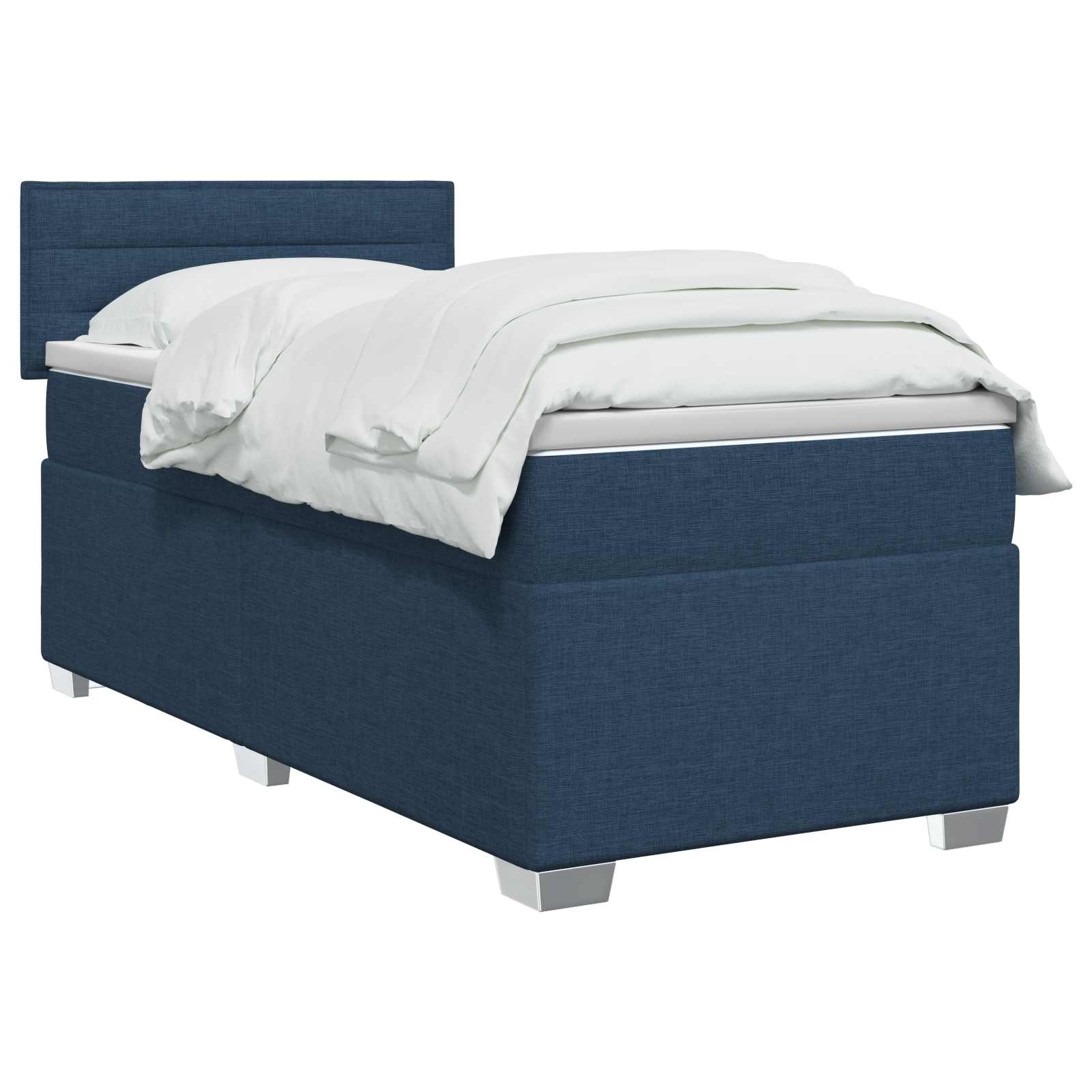Κρεβάτι Box Spring με Στρώμα και LED Μπλε 100 x 200 cm Ύφασμα - Pakobazaar