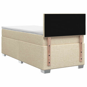 Κρεβάτι Box Spring με Στρώμα και LED Κρεμ 100 x 200 cm Ύφασμα - Pakobazaar
