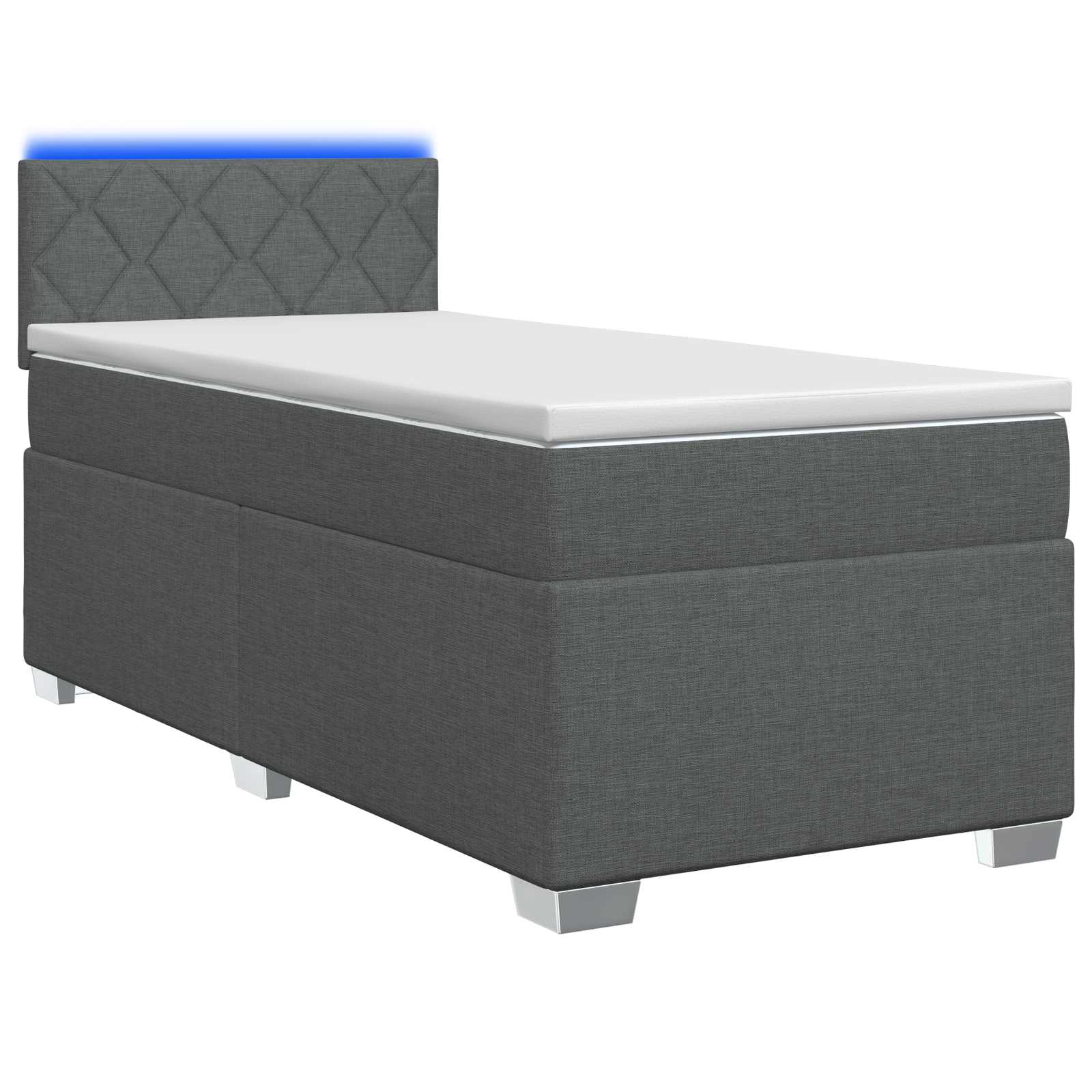 Κρεβάτι Box Spring με Στρώμα και LED Σκούρο Γκρι 100 x 200 cm - Pakobazaar