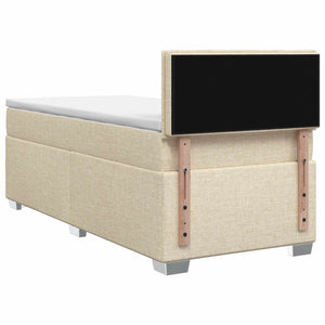 Κρεβάτι Box Spring με Στρώμα και LED Κρεμ 100 x 200 cm Ύφασμα - Pakobazaar