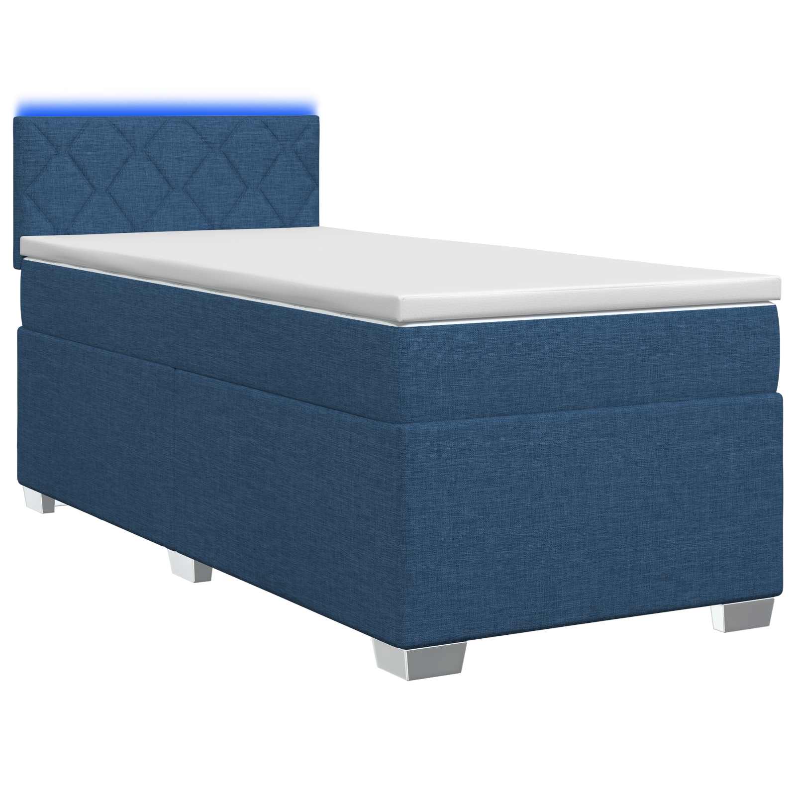 Κρεβάτι Box Spring με Στρώμα και LED Μπλε 100 x 200 cm Ύφασμα - Pakobazaar