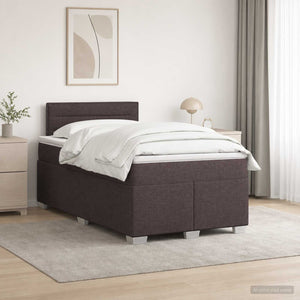 Κρεβάτι Box Spring με Στρώμα και LED Σκούρο Καφέ 120 x 190 cm