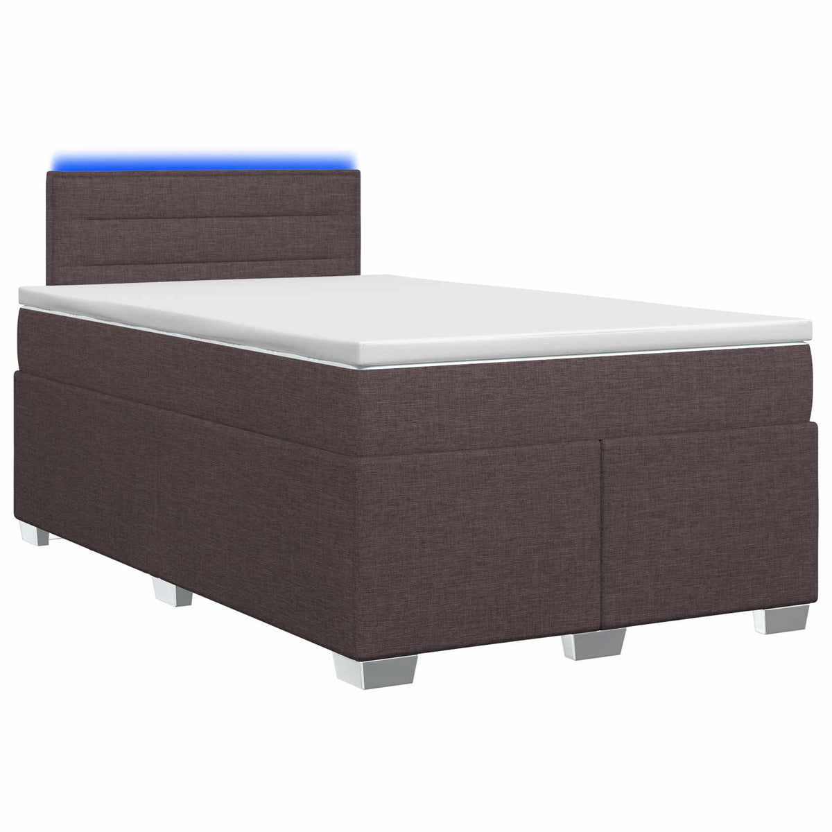 Κρεβάτι Box Spring με Στρώμα και LED Σκούρο Καφέ 120 x 190 cm